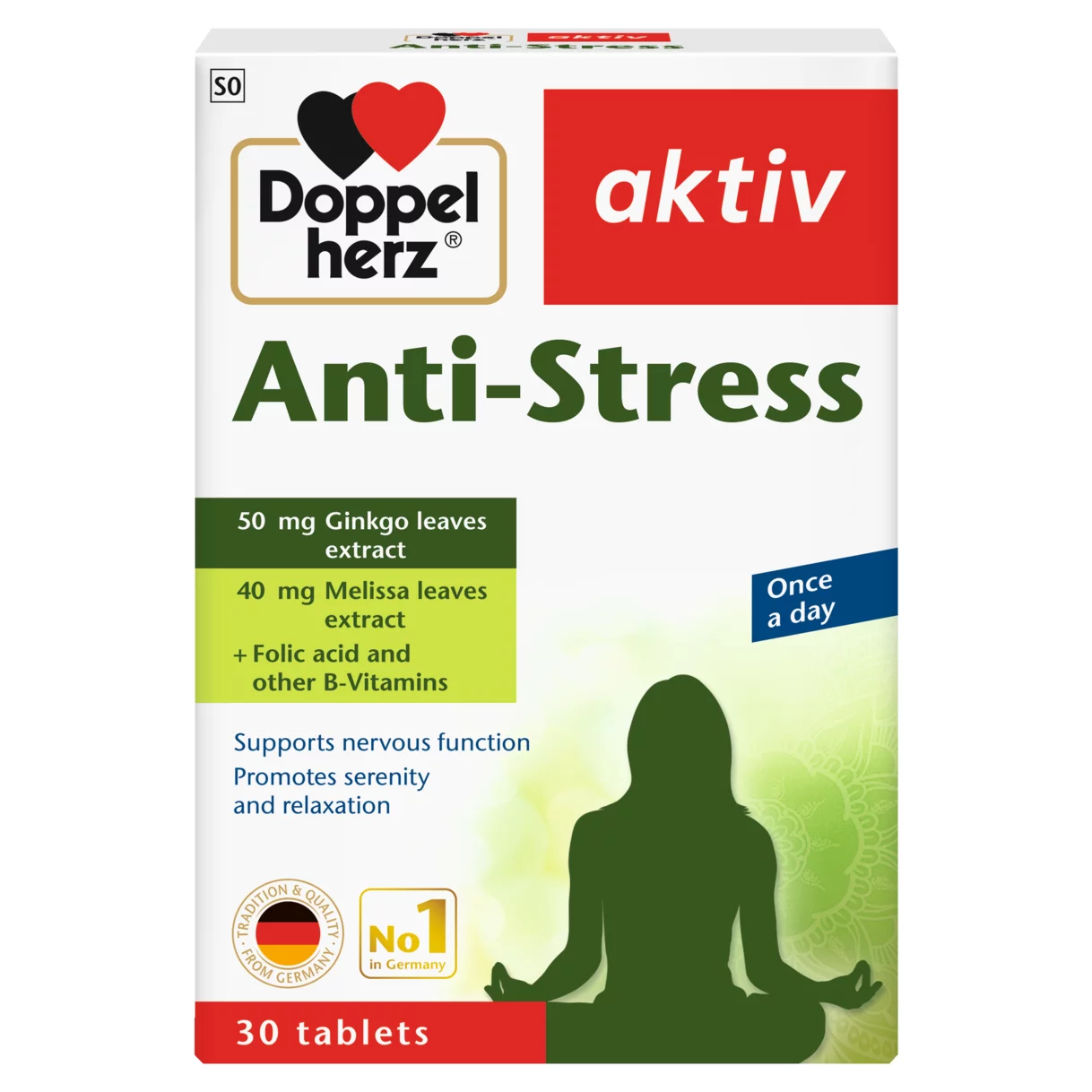 Illustration of the product packaging Doppelherz aktiv Anti-Stress front view